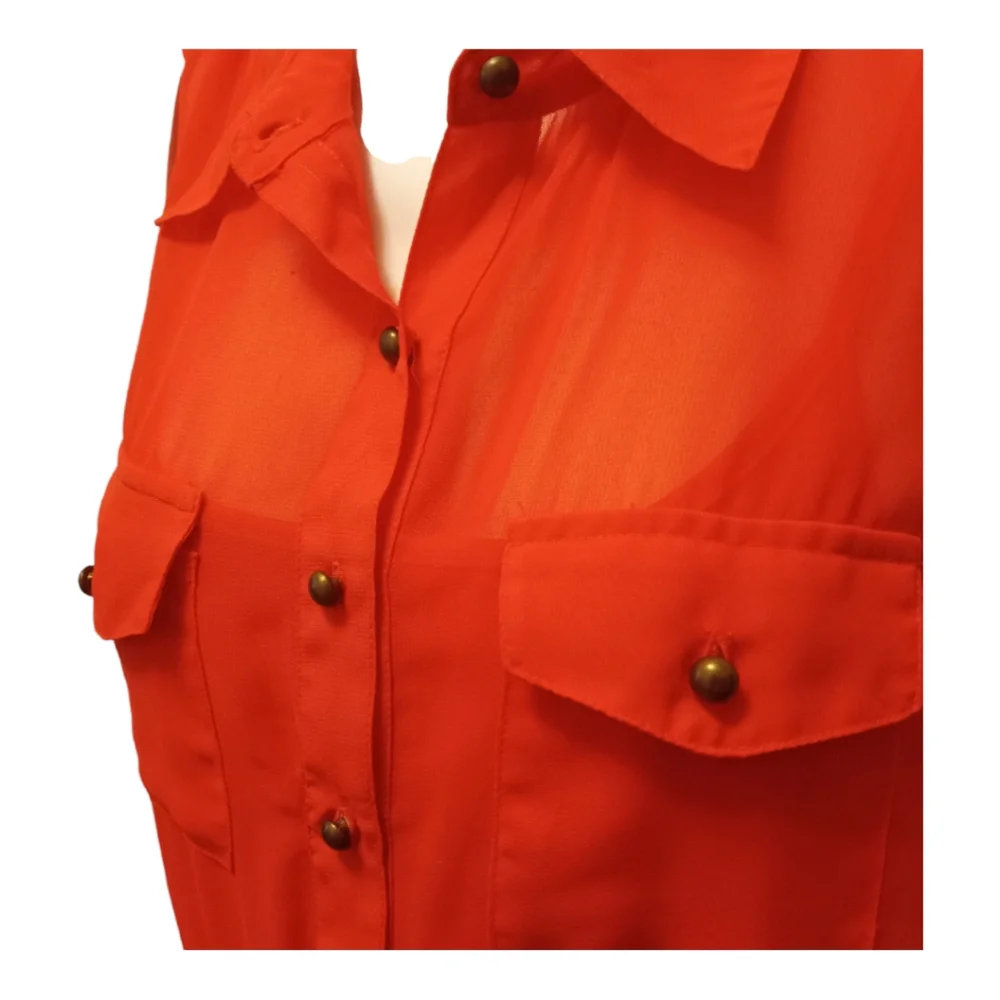 Paper Doll Orange Sleeveless High Low Maxi Dress Size L Button Front - Picture 3 of 11